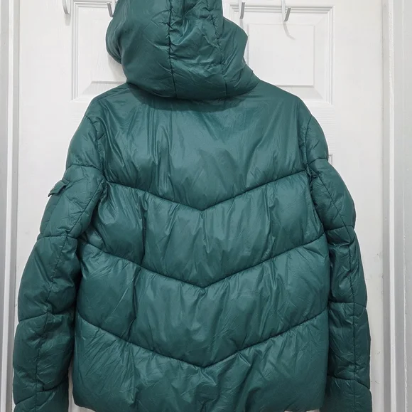 Tommy Hilfiger Green Hooded Puffer Jacket Sz Large - Picture 3 of 16